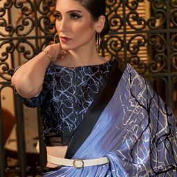 anouk rustic Anouk Abstract Printed Pure Crepe Saree image 3