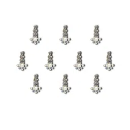 Comet Busters 10 Pcs Embellished Reusable Designer Bindis - Silver-Toned image 2