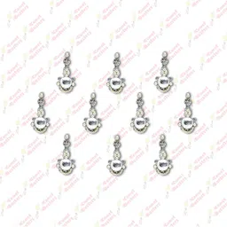 Comet Busters Silver Toned Embellished Reusable Designer Bindis - 10 Pcs image 2