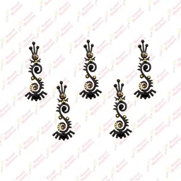 Comet Busters Black Embellished Reusable Designer Bindis - 5 Pcs image 2
