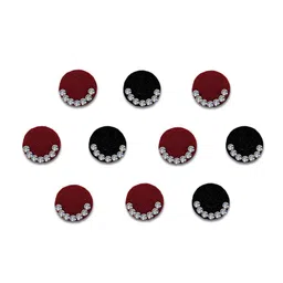 Comet Busters 10 Pcs Embellished Reusable Designer Bindis - Maroon & Black image 3