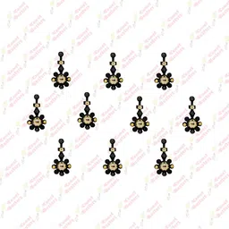 Comet Busters Black Embellished Reusable Designer Bindis - 10 Pcs image 2