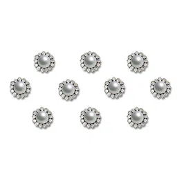 Comet Busters 10 Pcs Beaded Reusable Designer Bindis - White image 3