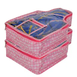 Kuber Industries Set Of 2 Pink Checked Blouse Organisers-image-83