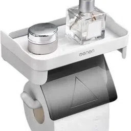 Toilet Roll Paper Holder with Storage Shelf Without Drilling Bathroom Toilet Plastic Toilet Paper Holder-image-14