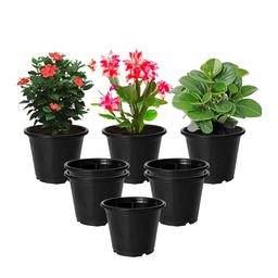 Kuber Industries Pack of 8 Black Layered Plastic Planters With Drainage Hole image 2