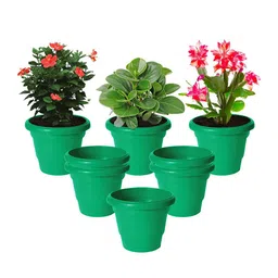 Kuber Industries Pack of 8 Green 2 Layered Plastic Flower Pot With Drainage Hole image 2