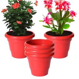 Kuber Industries Red 5 Pcs 2 Layered Planters image 2
