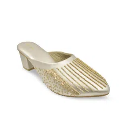 SHRIVAS BY ARCHITA MEHTA Ethnic Embellished Pointed Toe Block Mules image 4