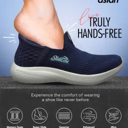 Slide-On Ladies-02 Navy Made of Stiffeners & Foam Cushioning for Hands Free Slip On Sneakers For Women-image-31