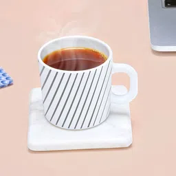 Larah by BOROSIL White & Navy Blue 6 Pcs Printed Opalware Matte Mugs - 180 ML Each image 5