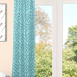 AAZEEM Softscape Series Blue 2 Pieces Geometric Printed Velvet Door Curtain-image-41