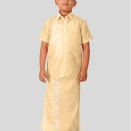 THANGAMAGAN Boys Short Sleeves Shirt With Dhoti-image-55