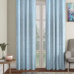 HOSTA HOMES Blue & White Set of 2 Geometric Long Door Curtain-image-77
