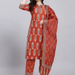 Anouk Rustic Women Ethnic Printed Regular Kurta With Trousers & With Dupatta-50