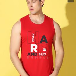 WOOSTRO Pack Of 2 Printed Super Combed Cotton Gym Vests VWS26(HARD RED)(PLAIN OLIVE)-image-60