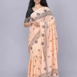 TROPWEAR Ethnic Motifs Pure Cotton Block Print Saree-image-35