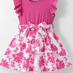 Mark & Mia Girls Floral Printed Flutter Sleeve Belted Fit & Flare Dress-picture-18