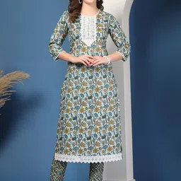 RANGEELO JAIPUR Women Floral Printed Kurta with Trousers-57
