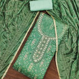 SHADOW & SAINING Embroidered Organza Semi-Stitched Dress Material-picture-3