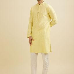 Manyavar Men Embroidered Regular Sequinned Kurta with Pyjamas image 3