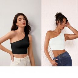 SRISARAS Women Pack Of 2 Ribbed One Shoulder Cotton Crop Top-picture-27