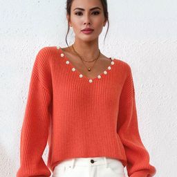 Blooming Tales Women Solid V-Neck Long Sleeves Pullover Regular Sweater-picture-46