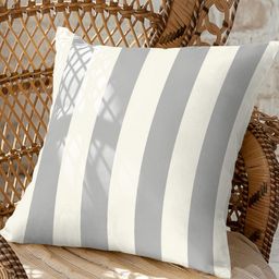 CASABLEU Premium Spring Grey and White 2 Pieces Striped Square Cushion Covers-7
