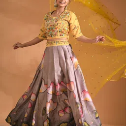 Morchari Embroidered Semi-Stitched Lehenga & Unstitched Blouse With Dupatta image 4
