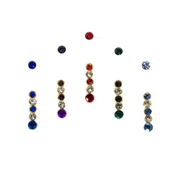 Comet Busters 5 Pcs Embellished Reusable Designer Bindis - Multicoloured image 2