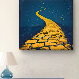 Myntra Elegant Homes Blue & Gold-Toned Printed Canvas Wall Art-19