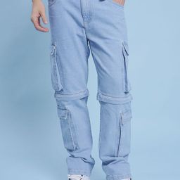 URA STREET Men Classic Straight Fit High-Rise Low Distress Light Fade Jeans-picture-40