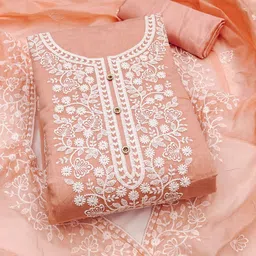 SAINOOR Embroidered Thread Work Semi-Stitched Dress Material-image-44
