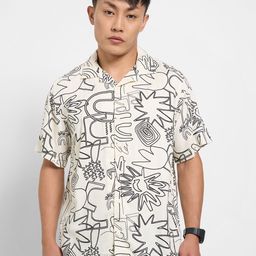 People Men Floral Opaque Striped Casual Shirt-image-103
