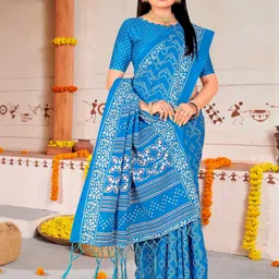 HERE&NOW Women Cotton Block Print Saree-picture-32