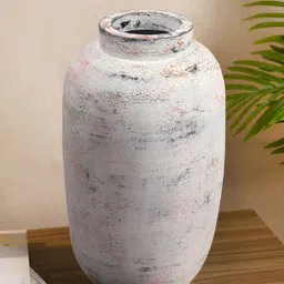 HABERE INDIA Pink & Beige Textured Ceramic Flower Vase-image-54