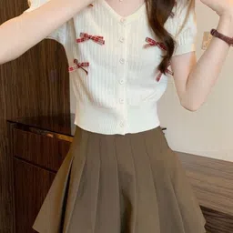 KPOP Women V-Neck Short Sleeves Top-image-72