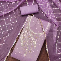 HERE&NOW Floral Embellished Beads And Stones Unstitched Dress Material-image-53