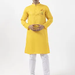 DEVOILER Men Ethnic Motifs Woven Design Cotton Ethnic Kurta-image-29