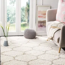 Banchmark Home Furnishings Cream-Coloured Geometric Anti-Skid Woollen Carpet-image-88
