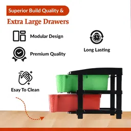 RUBOXA Red & Green 2 Layer Drawer Organiser image 2