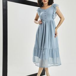 CARTYSHOP Women Self Design Fit & Flare Midi Dress-image-67