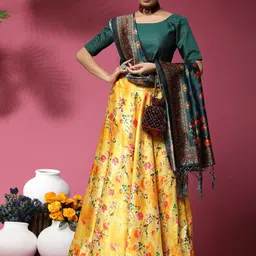 Kaizen TEXO FAB Printed Semi-Stitched Lehenga & Unstitched Blouse With Dupatta-picture-1