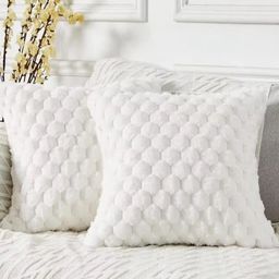 MONKDECOR White 2 Pieces Geometric Velvet Square Cushion Covers-image-11