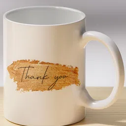 Gift4You White & Beige Thank You Printed Dishwasher Safe Ceramic Glossy Mug-58