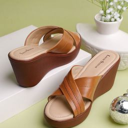 LOUIS STITCH Cross Strap Wedge Heeled Heels-55