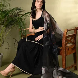 Sangria A-Line Kurti With Sharara & Dupatta image 3