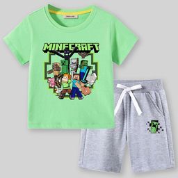 INCLUD Boys Minecraft Printed T-Shirt With Shorts-image-92