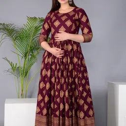 RANGEELO JAIPUR Floral Printed Maternity Anarkali Kurta-image-28