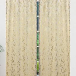 Galaxy Home Decor Cream-Coloured Set of 2 Floral Room Darkening Window Curtain-5